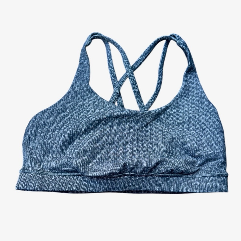 Lululemon Energy Bra Power Luxtreme Variegated Knit Black Heathered Black Sz 10